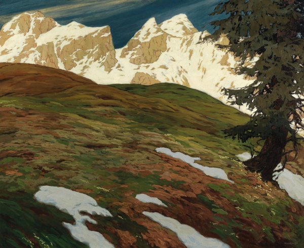 Springtime in the mountains by Hugo Hodiener - Hand-Painted Oil Painting Reproduction