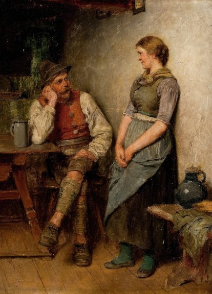 Main Product Photo of A Conversation Painting by Hugo Kauffmann