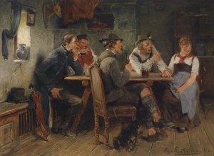 Auf dem Prufstand by Hugo Kauffmann Oil Painting