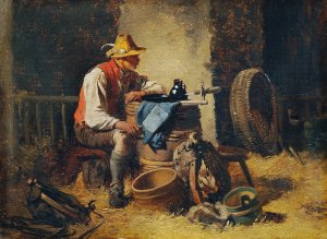 In der Scheune by Hugo Kauffmann Oil Painting