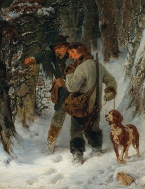 Looking for the game by Hugo Kauffmann Oil Painting