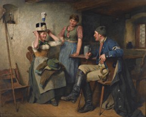 Steht Dir Gut! by Hugo Kauffmann Oil Painting