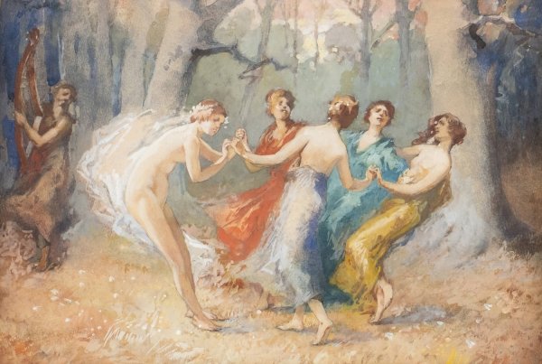 The Dance Of The Nymphs by Hugo Loffler - Hand-Painted Oil Painting Reproduction