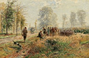 Aufbruch zur Jagd by Hugo Muhlig Oil Painting