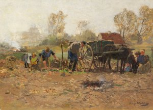 Bei der Ernte by Hugo Muhlig Oil Painting