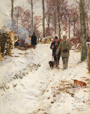 Jagdpause by Hugo Muhlig Oil Painting