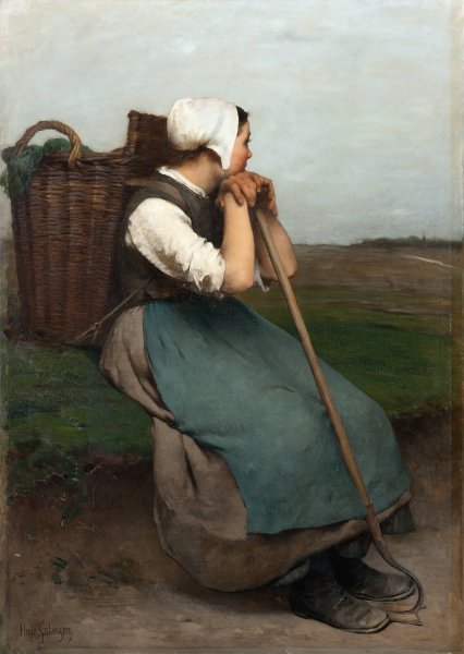 Peasant Girl by Hugo Salmson - Hand-Painted Oil Painting Reproduction