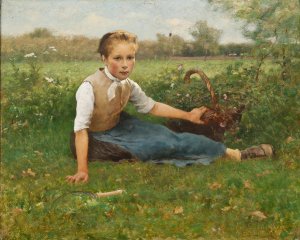 Picking Flowers by Hugo Salmson Oil Painting