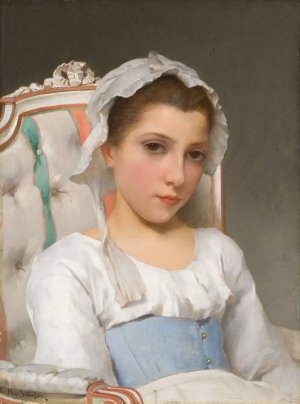 Portrait of a Young Girl by Hugo Salmson Oil Painting