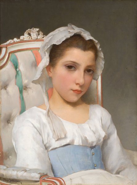 Portrait of a Young Girl by Hugo Salmson - Hand-Painted Oil Painting Reproduction