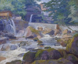 Flusswehr mit Muhle, Klam bei Grein by Hugo Schubert Oil Painting