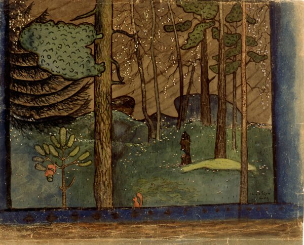 Autumn in the Forest  by Hugo Simberg - Hand-Painted Oil Painting Reproduction
