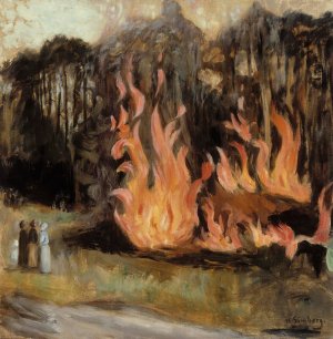 Bonfires by Hugo Simberg Oil Painting