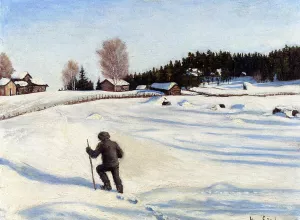 Talvimaisema also known as Winter Landscape by Hugo Simberg Oil Painting