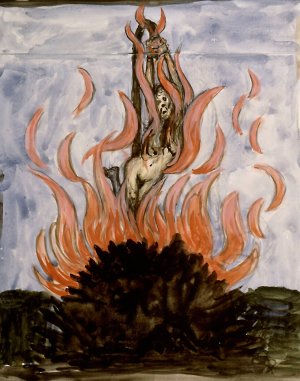 The Witch At The Stake by Hugo Simberg Oil Painting