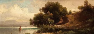 Scenic View of Lake Ammersee by Hugo Ullik Oil Painting