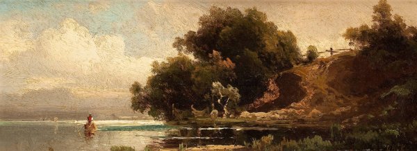 Scenic View of Lake Ammersee by Hugo Ullik - Hand-Painted Oil Painting Reproduction
