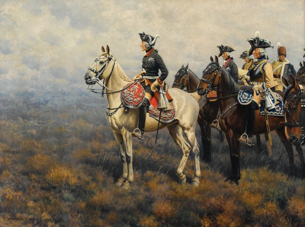 Frederick the Great Surveying the Field of Battle  by Hugo Ungewitter - Hand-Painted Oil Painting Reproduction