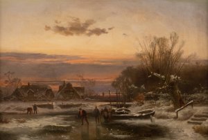 Enjoyment at a winter evening by Hugo Veit Oil Painting