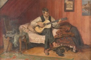 The guitar player by Hugo Wolff-Maage Oil Painting