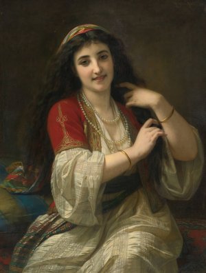 A Turkish Beauty by Hugues Merle Oil Painting