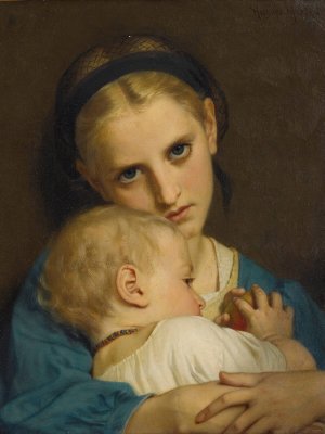 Affection by Hugues Merle Oil Painting