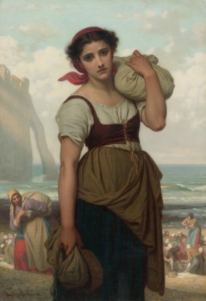 Laveuse D'etretat by Hugues Merle Oil Painting