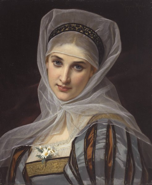 Marguerite  by Hugues Merle - Hand-Painted Oil Painting Reproduction
