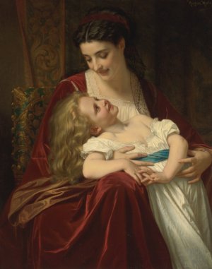 Maternal Affection by Hugues Merle Oil Painting