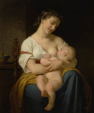 Mother And Child by Hugues Merle Oil Painting