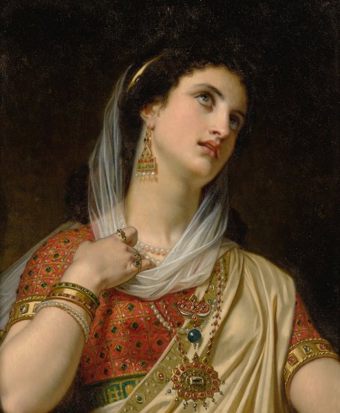 Queen Esther  by Hugues Merle - Hand-Painted Oil Painting Reproduction
