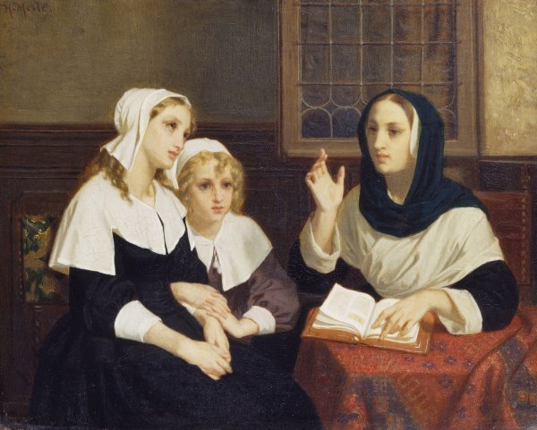Main Product Photo of Reading the Bible  Painting by Hugues Merle