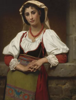 The Neapolitan Girl by Hugues Merle Oil Painting