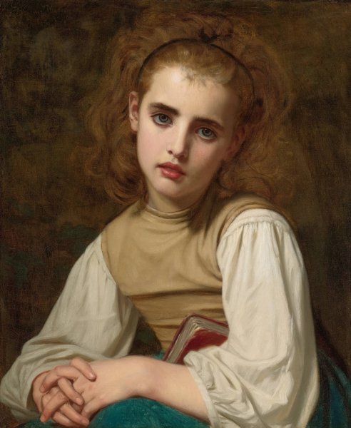 Young Beauty  by Hugues Merle - Hand-Painted Oil Painting Reproduction