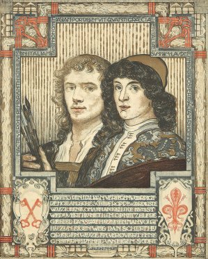 G. Buskenhuet, Rembrandt and Raphael by Huib Luns Oil Painting