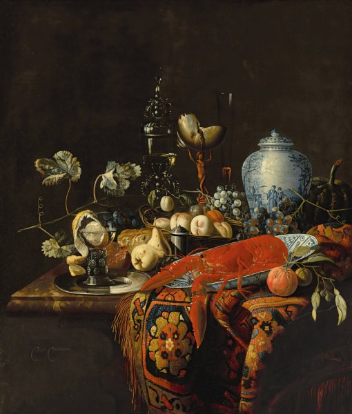 A monumental still life with fruit and various objects by Huybert Van Westhoven - Hand-Painted Oil Painting Reproduction