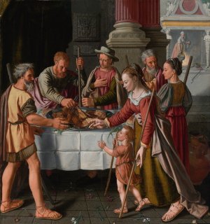 The First Passover Feast by Huybrecht Beuckelaer Oil Painting