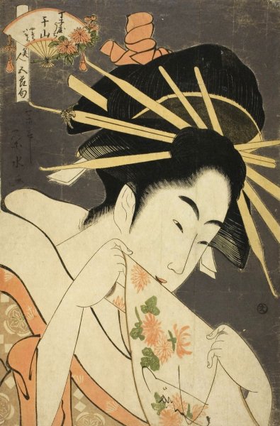 The Courtesan Senzan of the Chojiya, from the series 'Beauties of the Five Festivals  by Ichirakutei Eisui - Hand-Painted Oil Painting Reproduction