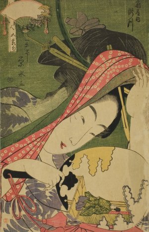 The Courtesan Takigawa of the Ogiya, from the series 'Beauties of the Five Festivals by Ichirakutei Eisui Oil Painting