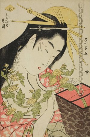 The Courtesan Tsukioka of the Hyogoya by Ichirakutei Eisui Oil Painting