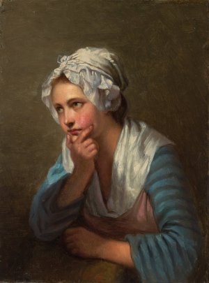 Italian Girl Leaning On Her Hand by Ida Silfverberg Oil Painting