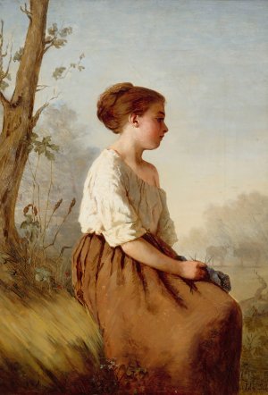 The Shepherdess by Ida Silfverberg Oil Painting