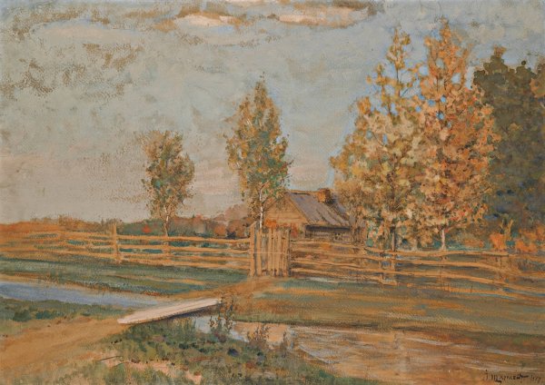 Autumn Landscape  by Iegoshua Moiseevich Shlugleit - Hand-Painted Oil Painting Reproduction