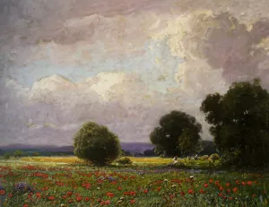 The Poppy Field by Ignac Ujvary Oil Painting