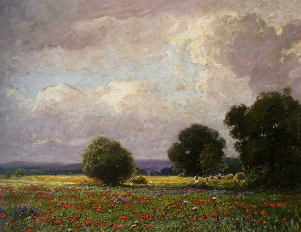 The Poppy Field by Ignac Ujvary - Hand-Painted Oil Painting Reproduction