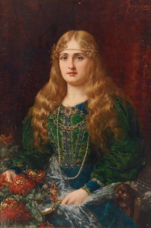 Junge Frau in historischem Kostum by Ignace Spiridon Oil Painting