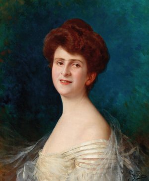 Portrat einer rothaarigen Dame by Ignace Spiridon Oil Painting