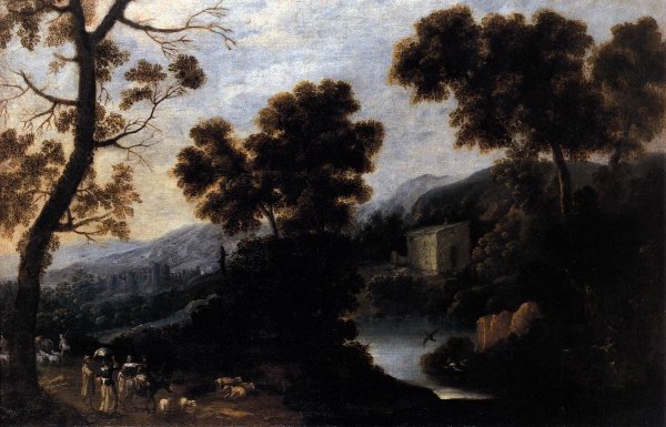 Landscape with Figures by Ignacio De Iriarte - Hand-Painted Oil Painting Reproduction