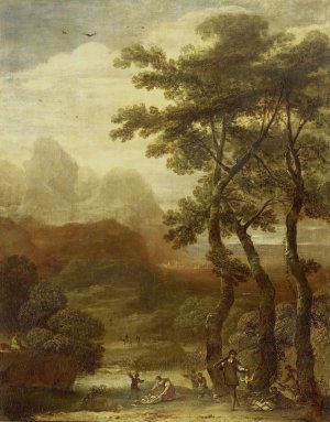 Landscape with Hunters by Ignacio De Iriarte Oil Painting
