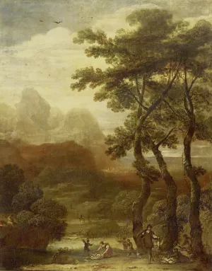 Landscape with Hunters by Ignacio De Iriarte Oil Painting